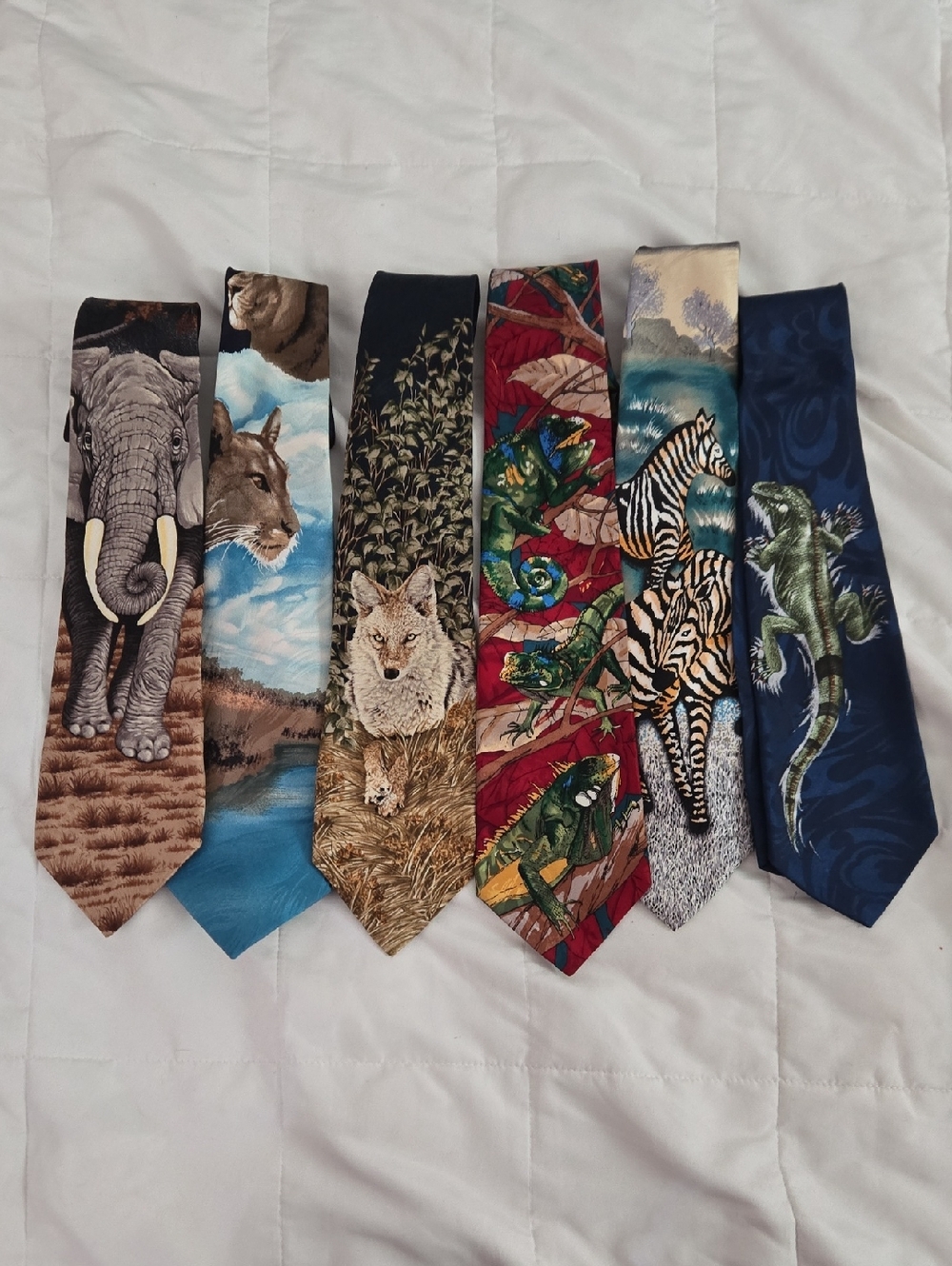 Wildlife Silk Novelty Tie Collection Multicolor Animal Prints 6 Piece Bundle